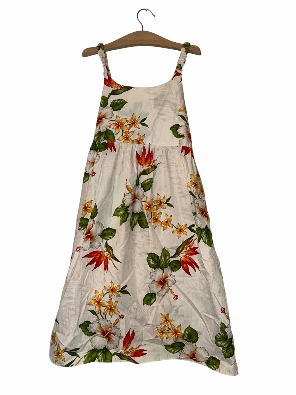 M D Fashion girls Hawaiian print floral cream sundress sz 12 made in Hawaii